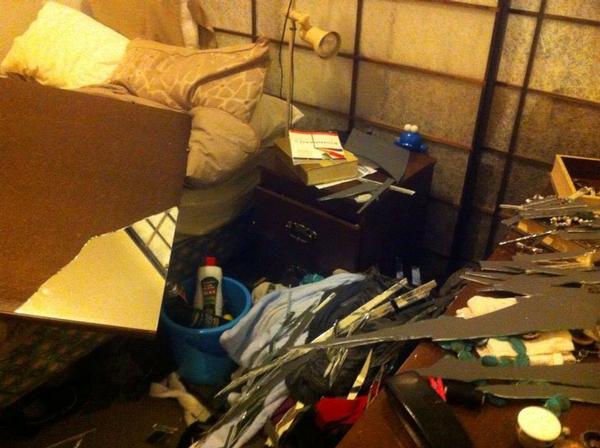 Bedroom pulled upside down after quake